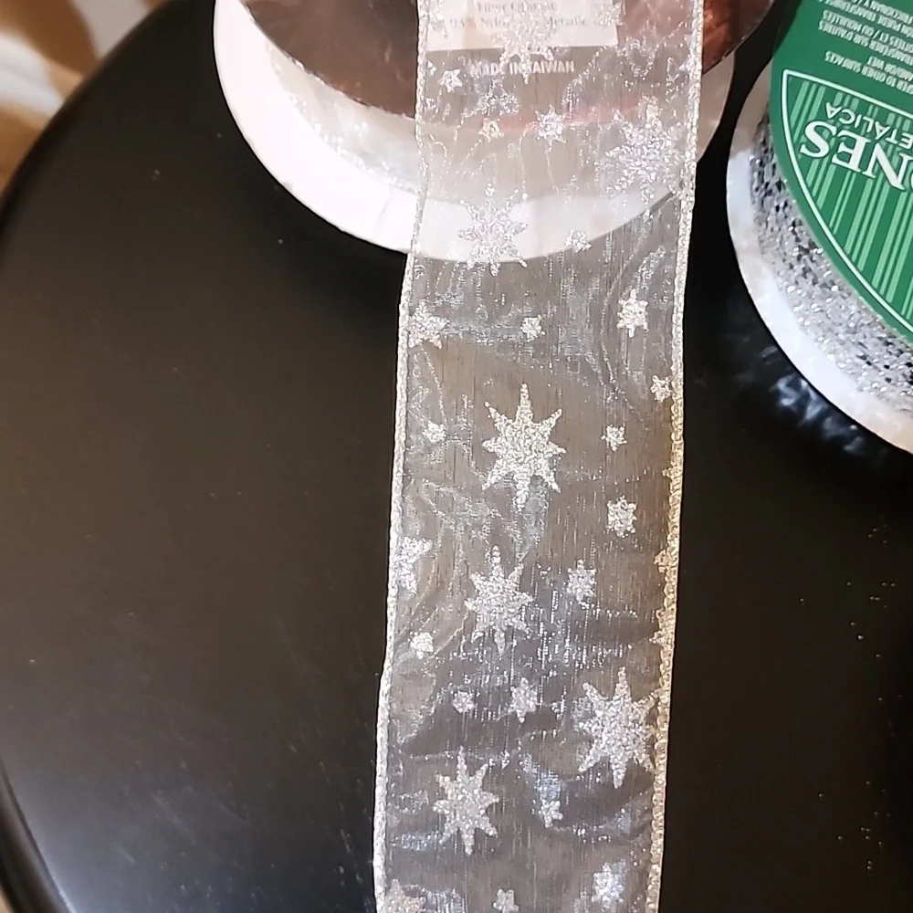 3 Rolls Glitter Kirkland Wire-edged Ribbon, Approx 98 yards total